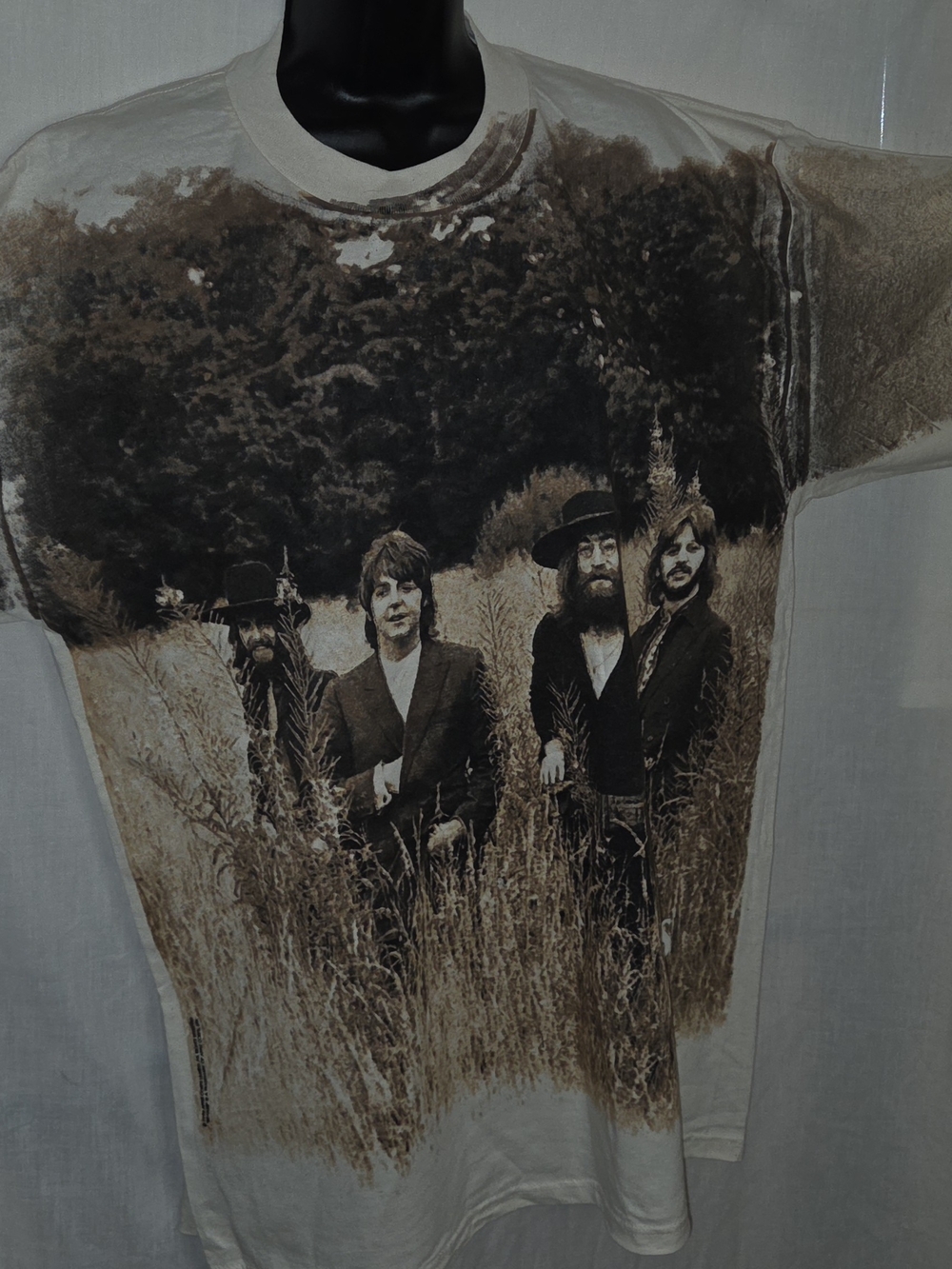 Vintage Beatles Band Tee in Cream and Brown